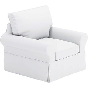 The Chair Cover is Sofa Slipcover Replacement. It Fits Pottery Barn PB Basic Chair (39.5" Wide, Not Grand Chair!) or Armchair (Cotton Light Gray)