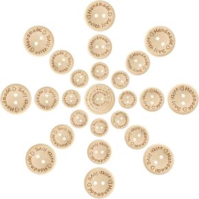 150pcs أزرار Pinowu الخشبية (15-20-25 مم) مصنوعة يدويًا مع دائرة الحب الدائرية ديكور 2 ثقوب خياطة الخشب لزخارف قميص الملابس
