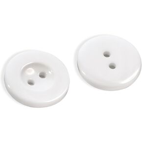 أزرار بيضاء لحزمة الخياطة من 50 3/4 "(19mm) 2 ثقب الأزرار البلاستيكية جولة لامعة 0.75 بوصة 30L بلوك العادي مثالية لصالح السراويل المعطف بدلة ملابس العمل مآزر المآزر