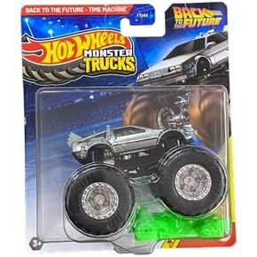 عجلات Hot Wheels Monster Trucks إلى آلة الوقت المستقبلية بالسيارة المسحوقة ، Diecast