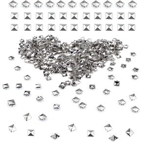 Fazhbary 400pcs 10mm هرم ترصيع Punk Spikes مربعة هرم المسامير مسامير الأزرار للجلد من الجلد ديكور DIY (الفضة)