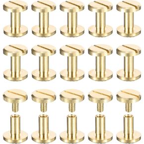 Uxcell 15pack Brass Chicago Smools ، 4x9x10mm flower texture رأس مسطح برغي الظهر الربط
