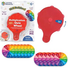 Learning Resources Skill Builders! Multiplication Quiz Wheel, Math Fidget Toy, Number Flash Cards, Math Fidget Spinner, Ages 6+, 15 Pieces