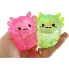 Set of 2 Axolotl Sugar Ball - Syrup Molasses Thick Glue/Gel Stretch Ball - Ultra Squishy and Moldable Slow Rise Relaxing Sensory Fidget Stress Toy Cute Adorable RANDOM COLORS (2 RANDOM Color Axolotls)