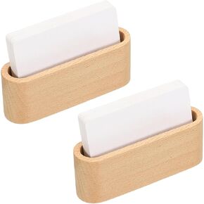حامل بطاقة Batikil Business للمكتب ، 2pcs فتحة واحدة من Wood Business Cards حاملات بطاقات Wooden Card Stand Cards عرض للمكاتب ، براون