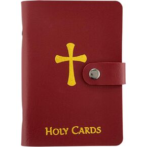 Needzo Maroon Prayer Card Holder, Travel Holy Cards Protector, Holds 20, 3 ½ x 5 ¼ Inches
