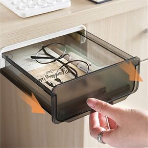 Under Desk Storage, Desk Organizer Drawer, Drawer Organizer Hidden Under Table Drawer Organizer Set for Office Home School, Self-Stick Drawer Tray (Black)