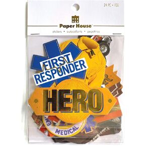 Paper House Productions First Responder Heroes على مدار 24 قطعة Scrapbook Die-Cut Foil Packt Pack
