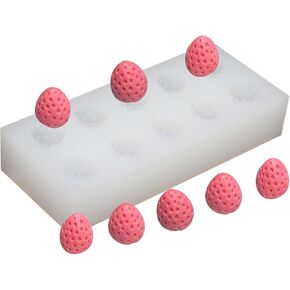 3D الفراولة السيليكون قالب 10-caivity الفراولة السيليكون شوكولاتة حلوى فندان القالب الفراولة صابون شمعة العفن التوت يذوب القوالب