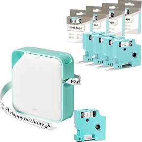 D1600 Bluetooth Label Maker Machine with Tape Bundle with 4-Pack 3D21 Black on White Tape, 12mm (1/2 Inch)