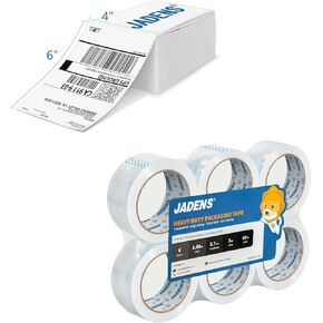 JADENS Thermal Labels 1 Pack & Packing Tape(6 Rolls)
