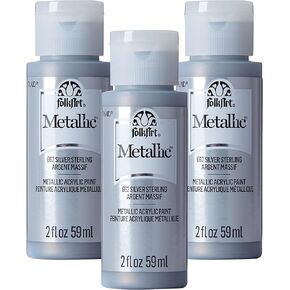 Folkart Metallic Acrylic Paint ، Silver Sterling (حزمة 3) 2 أوقية ، 662 أ- (حزمة 3)