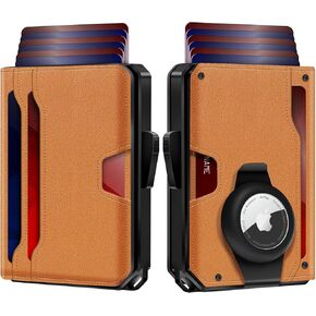 GAOCHALE AirTag Wallet for Men RFID Technology Credit Card Holder with Money Clip Slim Smart Pop Up Minimalist Wallet for Apple AirTag (No Airtag Included)(Carbon)