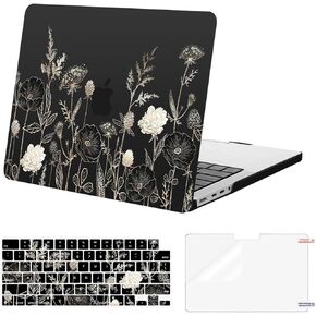 MOSISO Compatible with MacBook Pro 14 inch Case 2025 2024 2023 2022 2021 M4 M3 M2 M1 A3112 A3185 A3401 A2918 A2992 A2779 A2442 Pro Max, Plastic Hard Shell Case&Keyboard Cover&Screen Film, Retro Flower