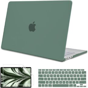 متوافق مع MacBook Air Case 13 بوصة M4 M3 M2 2025 2024 2023 2022 (A3240 ، A3113 ، A2681) ، حالة القشرة الصلبة الواقية لـ MacBook Air 13.6 بوصة+غطاء لوحة المفاتيح+شاشة حامي-أخضر شاشة أخضر