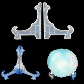 FineInno 2Pcs 10inch Resin Easels Plate Silicone Mold Display Stand/Plate Holder for Epoxy Casting, Pictures Frame, Dish Crafts Making