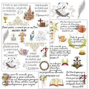 20Pcs UV Rub On Transfers Bible Verse Stickers 3x3 inch Jesus Faith Religious Motivational Faith Seals Inspirational Pray Scrapbook Labels (Christian Bible Scriptures in Black)