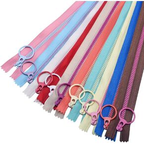 5Pcs Random color Nylon Resin Zippers, Sewing Zippers with Ring Pulls,Plastic Zippers,Colourful Zipper Bulk Supplies for Tailor Sewing Crafts Clothing Fasteners(10inch)