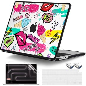 DONGKE for MacBook Pro 14 inch Case 2024-2021 Release M4 M3 M2 M1 Pro/Max Chip, Anti-Cracking & Anti-Fingerprint Plastic Hard Shell Cover with Soft Rubber Bumper for Teens, Cacti in Kuwait