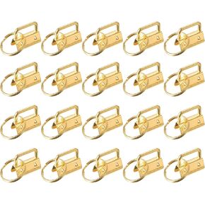 Uxcell 20pcs 26mm/ 1-inch Hardware FOB مع حلقة سلسلة المفاتيح لمعصم حزام الحقائب ، الحبل ، الذهبي الداكن