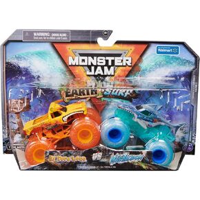 Monster Jam ، الرسمي El Toro Loco Earth Vs. Megalodon Surf 1:64 Scale Die-Cast Monster Trucks (Walmart Exclusive) ، ألعاب الأطفال للأولاد الذين تتراوح أعمارهم بين 3 وما فوق