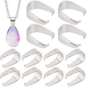 CREATCABIN 240Pcs Stainless Steel Snap on Bails Hook Pendant Clasps Claw Pinch Clips Bail Bulk Charms Connectors for Neckalce Choker Jewelry Findings DIY Craft Making Accessories Silver 7 x 6.5 mm