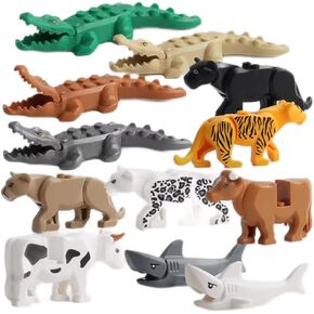 24 جهاز كمبيوتر لبنات لبنات ، مجموعة الأرقام الصغيرة ، مجموعة Jungle Zoo City Bricks مع Orangutan ، Panda ، Giraffe والمزيد ، متوافقة مع العلامة التجارية الرئيسية