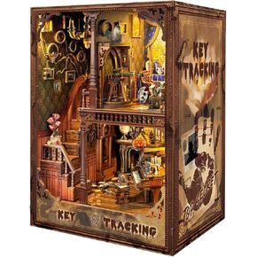 Book Nook Kit-Diy Dollhouse Kit Wooden Miniature Studio with Dust Cover Cover Decor Decor 3D Puzzle Book Foots for البالغين لبناء تتبع مفتاح الهدايا (SQ-31)
