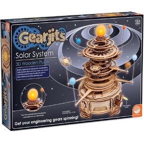 Mindware Gearjits: Solar System - Wooden 3D Building Puzzle للمراهقين والكبار - نموذج نظام الطاقة الشمسية DIY - متعة للآباء أيضًا! - هدايا بخار رائعة للأعمار 12+