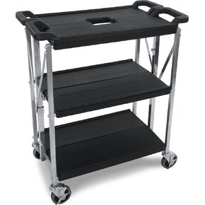 Carlisle Foodservice Products طي 'n go cart cart مع عجلات للمنزل والمكتب والمطعم ، البلاستيك ، 15 × 21 بوصة ، أسود