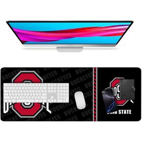 Large Extended Gaming Mouse Pad with Stitched Edges, Non-Slip Waterproof Rubber Base College Football Mouse Pad for Ohio State Office, Computer, Keyboard, Laptop and Home Desk Pad 31.5" x 15.7"