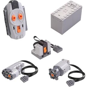5pcs وظائف الطاقة مجموعة المحرك مجموعة متوافقة مع لعبة Lego-Technic ، تشمل جهاز التحكم عن بعد 1 × IR ، صندوق بطارية 1 × AAA ، محرك 1 × مؤازرة ، 1 × L-Motor ، مستقبل 1 × IR