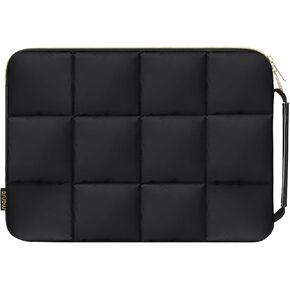 MOSISO Puffy Laptop Sleeve 13.3 inch, 13-14 inch Laptop Sleeve Compatible with MacBook Air/Pro 13 / Pro 14, HP Dell Acer ASUS Lenovo, Grid Quilted Puffer Bag with Vertical Pocket & Side Handle,Black