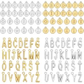 104 PCS/4 Sets Charms ، 2 أنماط سحر الفضة والذهبية للمجوهرات التي تصنع رأس المال الجمالي A-Z Charm ALPHABET ABC HARMS for Nclaces Bracelets DIY