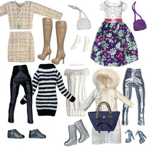 Eledoll Clothes Deluxe Fashion Pack for 11.5 inch - 12 inch Fashion Doll Four Seasons So Chic Set
