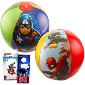 MARVEL Spiderman Ultimate Pool Set - Spiderman Beach Toys for Kids Bundle مع 2 كرات شاطئية تضم Spiderman و Avengers Plus Secal والمزيد | مجموعة هدايا سبايدرمان