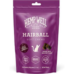 Hemp Well Cat Hairball Loft Phems for Cats (2 Pack) ، Frants Usa Classing ، Crinke Cheese & Catnip Flavor!