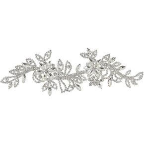 Jerler Rhinestone Applique, Elegant Silver Crystal Rhinestone Belt Sewing on Wedding Dress Bridal Belt, for Wedding Decoration and Bridal Embellishments