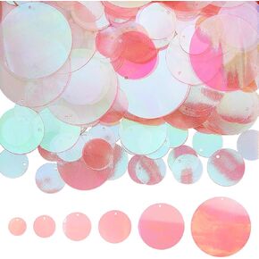 Sunnyclue 120g 6 أحجام متسللة paillettes pink مسطحة متسلسلات البلاستيك البلاستيك البلاستيك PVC القزحية القزحي