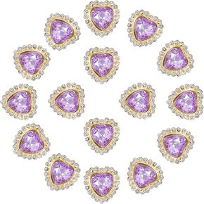 PATIKIL 16mm Heart Sew on Rhinestones, 20 Pcs Rhinestone Sequin Embellishments Crystal Glass Metal Base Flower Claw Rhinestones for Bedazzling Crafting Clothes, Light Pink