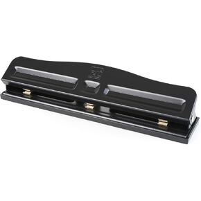 Charles Leonard 3-Hole Paper Punch, Adjustable Holes, 12 Sheet Capacity, Black, (033)