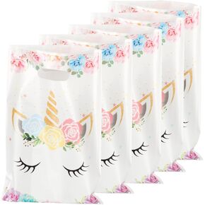 50 PCS Unicorn Party Wives With Handles - Goodie and Candy Gift Facs for Birthday Farty Supplies and Decorations
