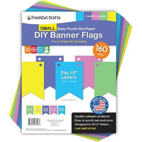 160 PCS Paper DIY Banner Banner Banners Happy Pennant ، Small (2.5 × 3.5 بوصة) ، تم إنشاء بطاقات في الولايات المتحدة.