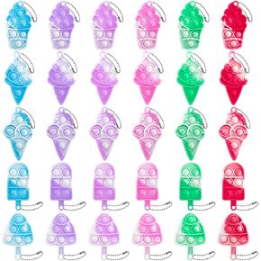 pop itke keychain ickain icea silicone light fidget pop it hand eys push bubble pop toys toys reuge courever for child （（30 pcs）