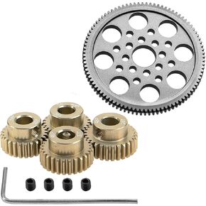 Metal 48p Spur Pully Gear 92t & 7075 Aluminium Alloy 48dp 5mm Pinion Gear Sets 25t 26t 28t Motor Gears