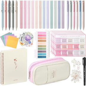 Bible Journaling Study Supplies with Highlighters, Pens, Pencil Case, Notebook, Tabs, Stickers, Cross Paper Clips - Complete Bible Journaling Kit, Christian Gifts for Women, Annotation Kit
