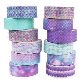 12 PCS Mermaid Washi Tape ، Holiday Washi Washi Tape Mermaid Latcy Ball Tape ، شريط تغليف الهدايا للفنون المصنوعة من الفنون DIY