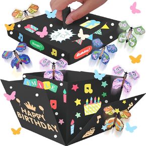 Butterfly Explosion Pink Gift Box ، DIY Surprise Surprise Out ، صندوق الفراشة الطائر ، Surprise Pink Exploding Gift Fox لعيد الفصح ، عيد الأم ، التخرج ، أعياد الميلاد ، حفل زفاف ، ذكرى سنوية