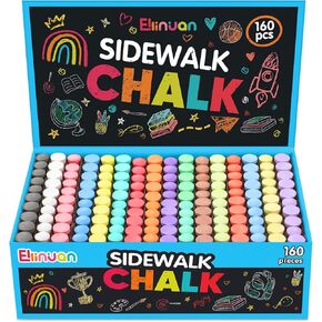 160 PCS Sidewalk Chalk ، 16 لونًا غير قابلة للغسل غير قابلة للغسل ، طباشيرًا على الرصيف للعب الفنون في الهواء الطلق ، والرسول للأطفال ، والرسم على الملعب ، والطبوق واللوحان الأسود ، والألعاب الخارجية الصغيرة في الهواء الطلق