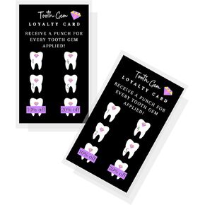 Boutique Marketing LLC Tooth Gem Loyalty Discount Cards | 50 Pack | Size 2x3.5 inch Business Card | Matches Tooth Gem Aftercare Card | Wallet Sized Black with Purple Design